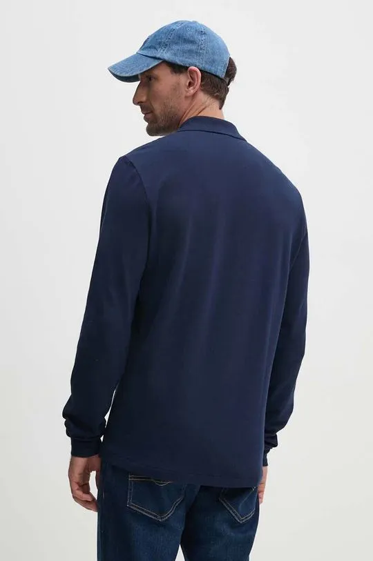 Lacoste cotton longsleeve top navy blue color