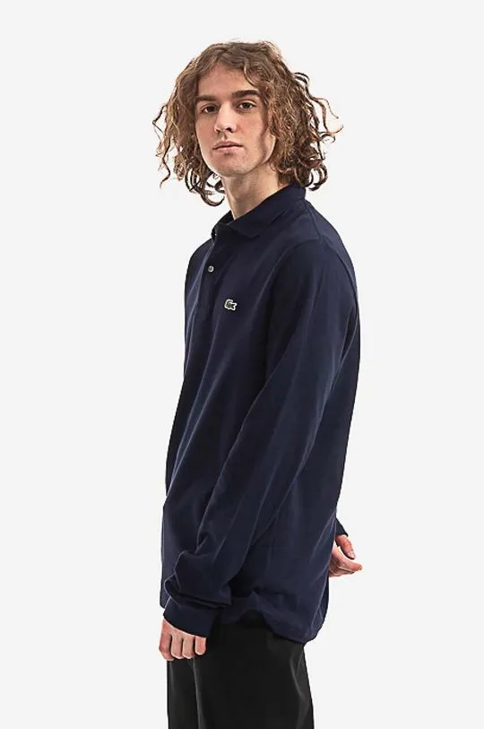 Lacoste cotton longsleeve top navy blue color