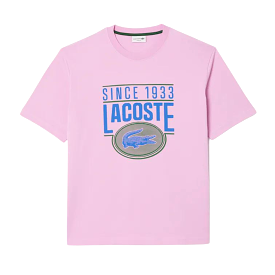 Lacoste Since 1933 LOOSE FIT COTTON JERSEY PRINT T-SHIRT (Pink)