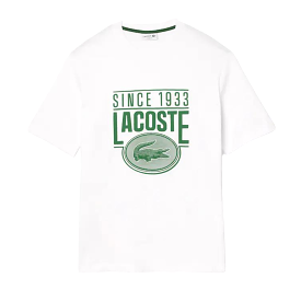 Lacoste Since 1933 LOOSE FIT COTTON JERSEY PRINT T-SHIRT (White)