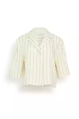 Lago Cropped Shirt in Ivory/Black