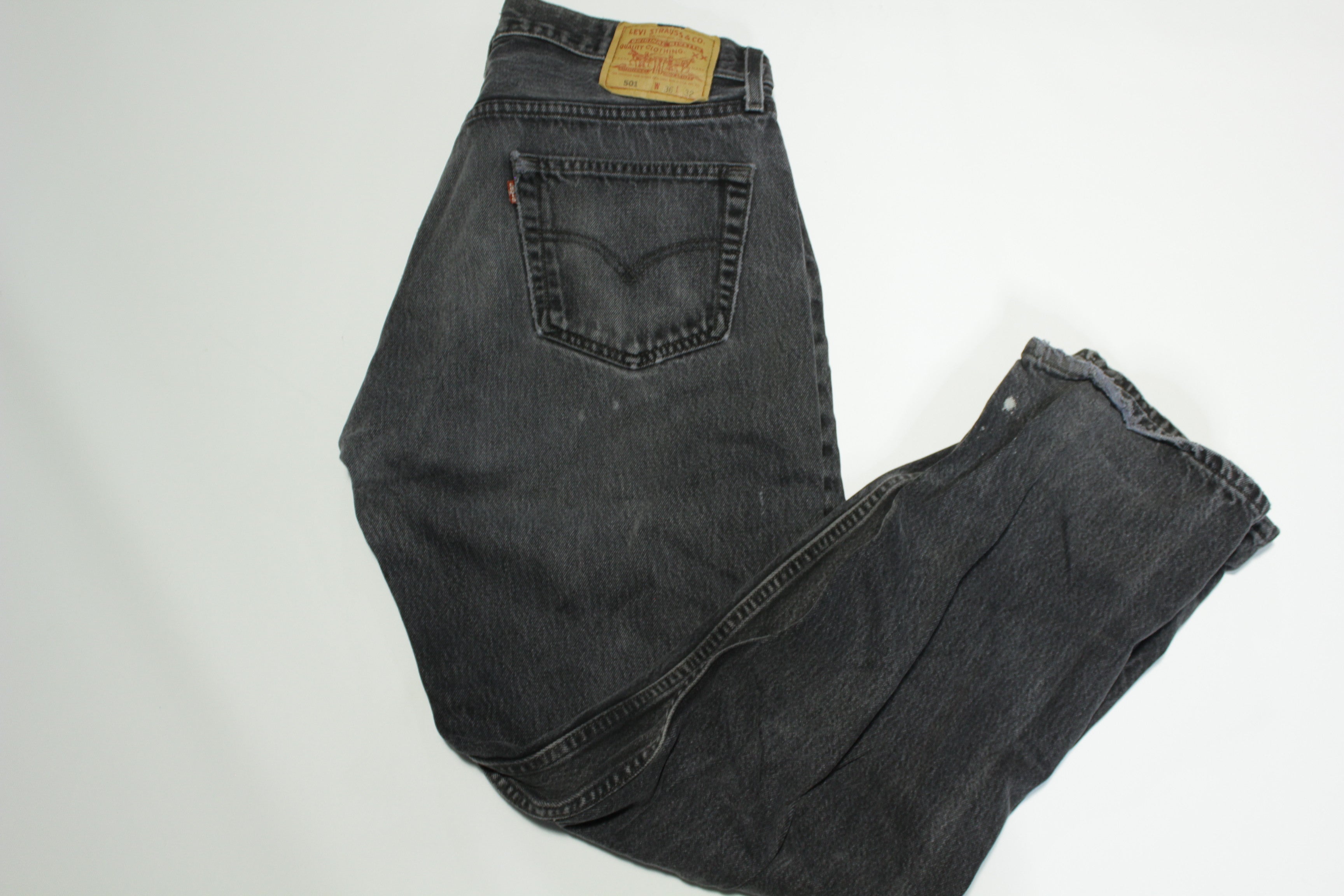 Levis 501 Button Fly Vintage 90's Denim Grunge Punk Red Tab Black Jeans