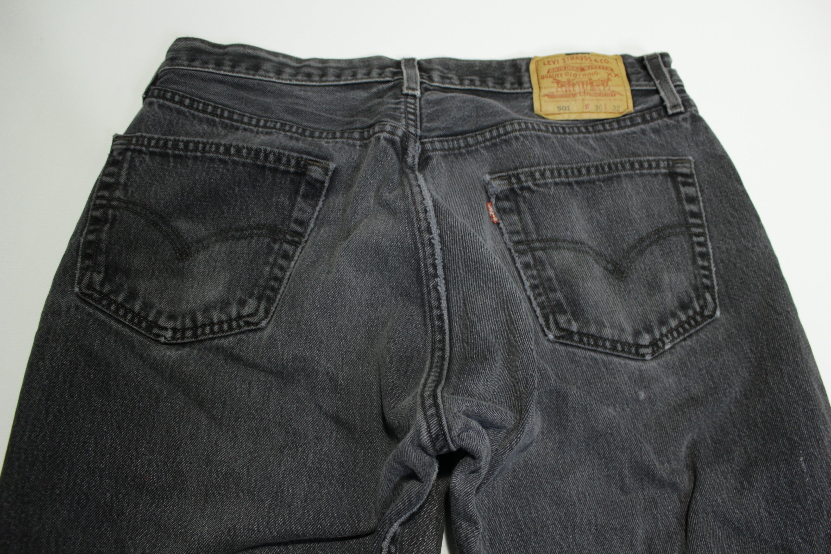 Levis 501 Button Fly Vintage 90's Denim Grunge Punk Red Tab Black Jeans