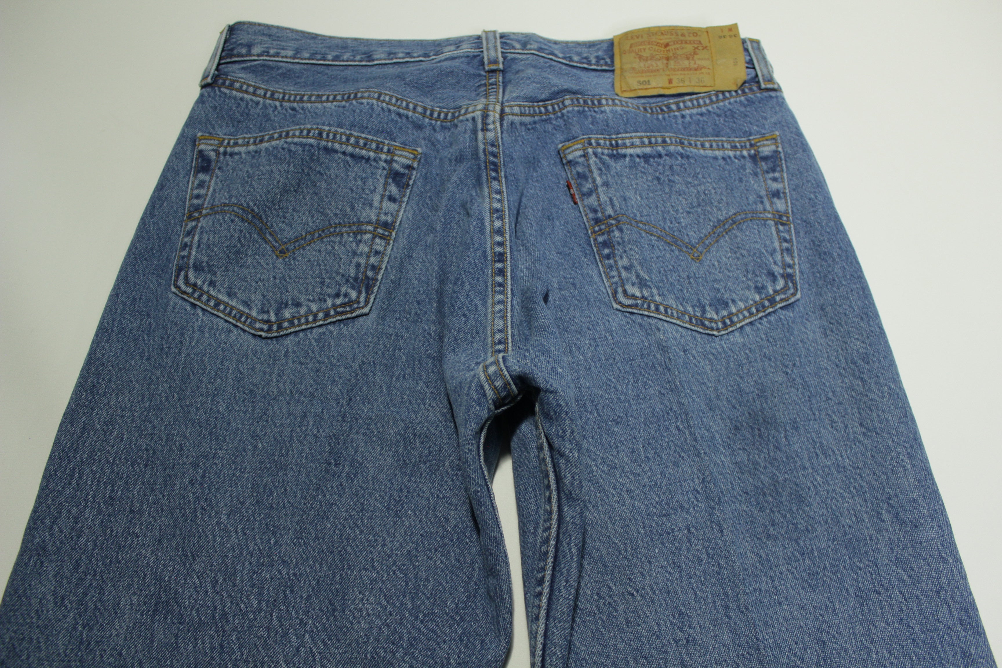 Levis 501 Button Fly Vintage 90's Denim Grunge Punk Red Tab Blue Jeans