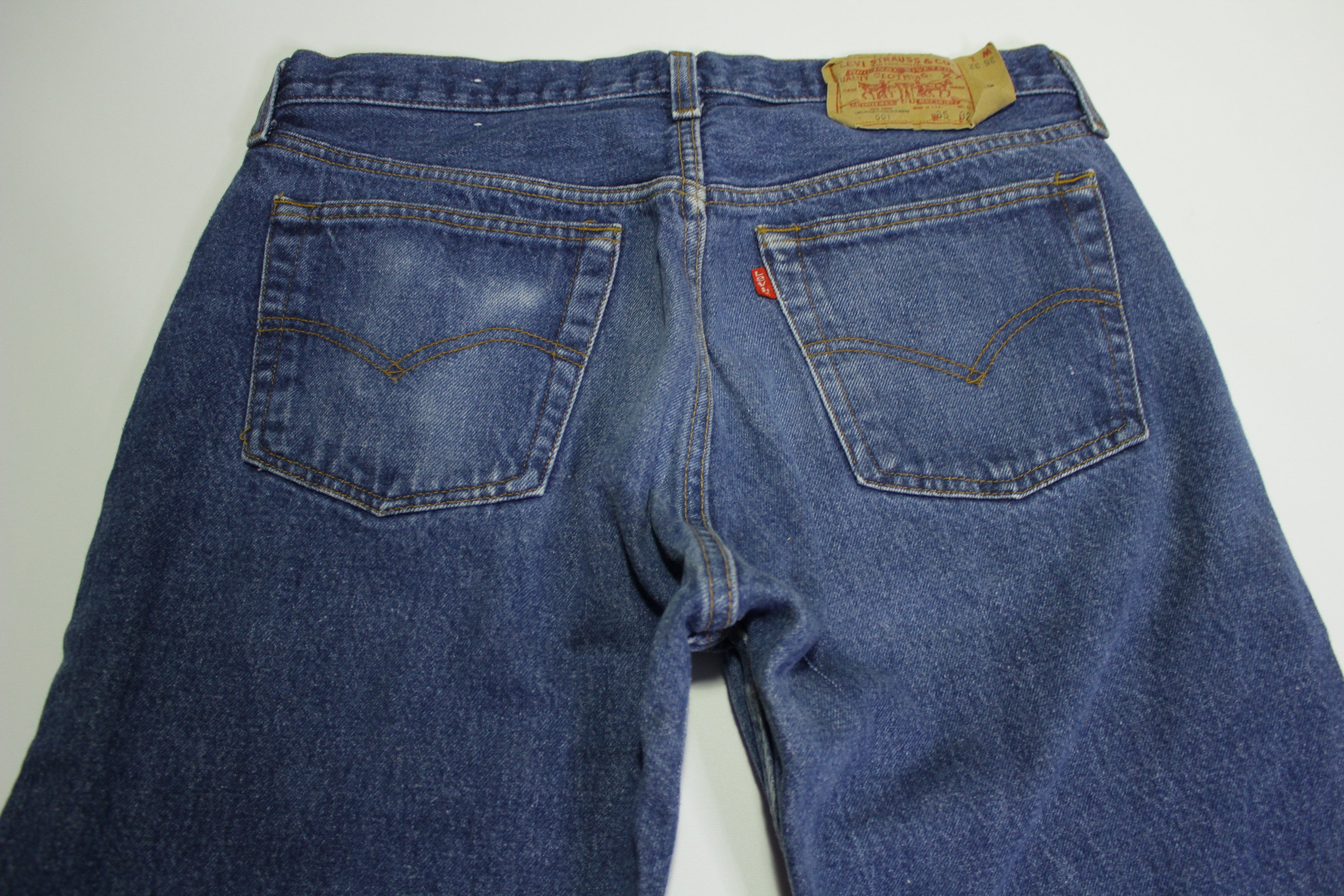 Levis 501 Distressed Button Fly Vintage 80's Denim Grunge Punk Red Tab Blue Jeans