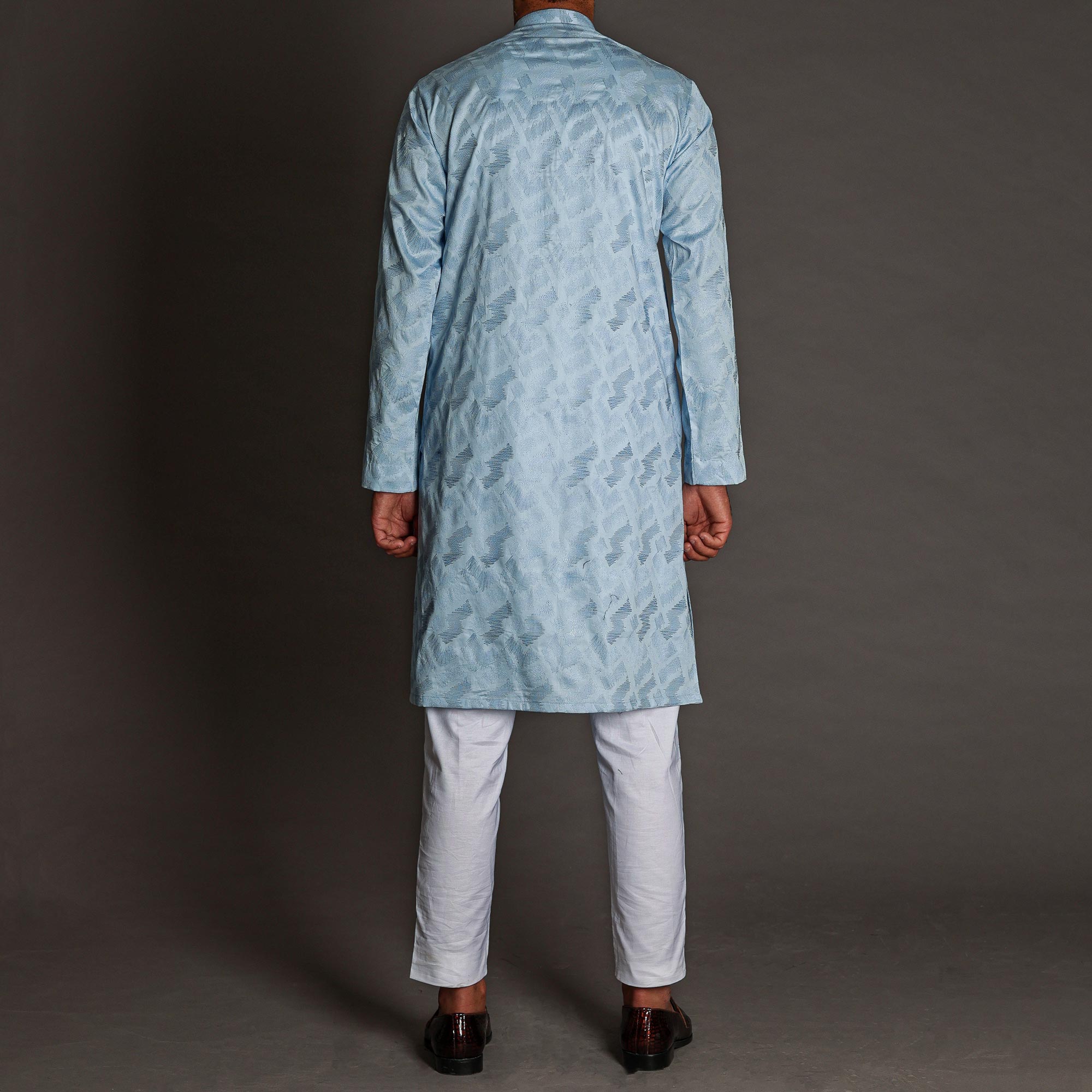 Light Sky Blue Embroidered Kurta