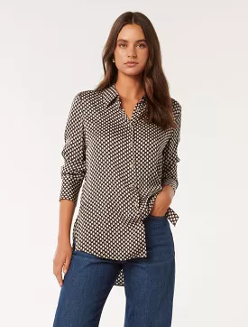 Lila Longline Printed Satin Shirt