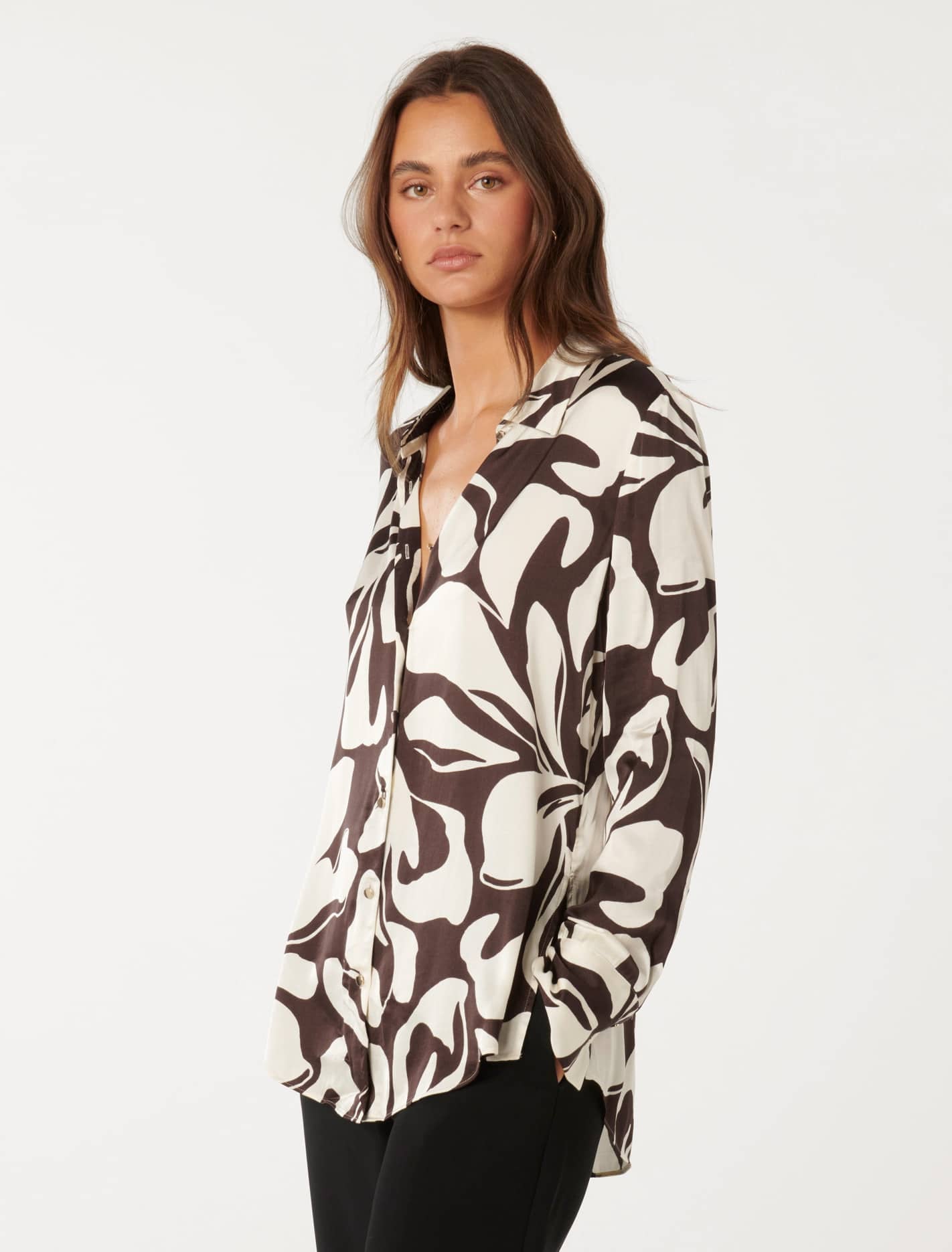 Lila Longline Printed Satin Shirt