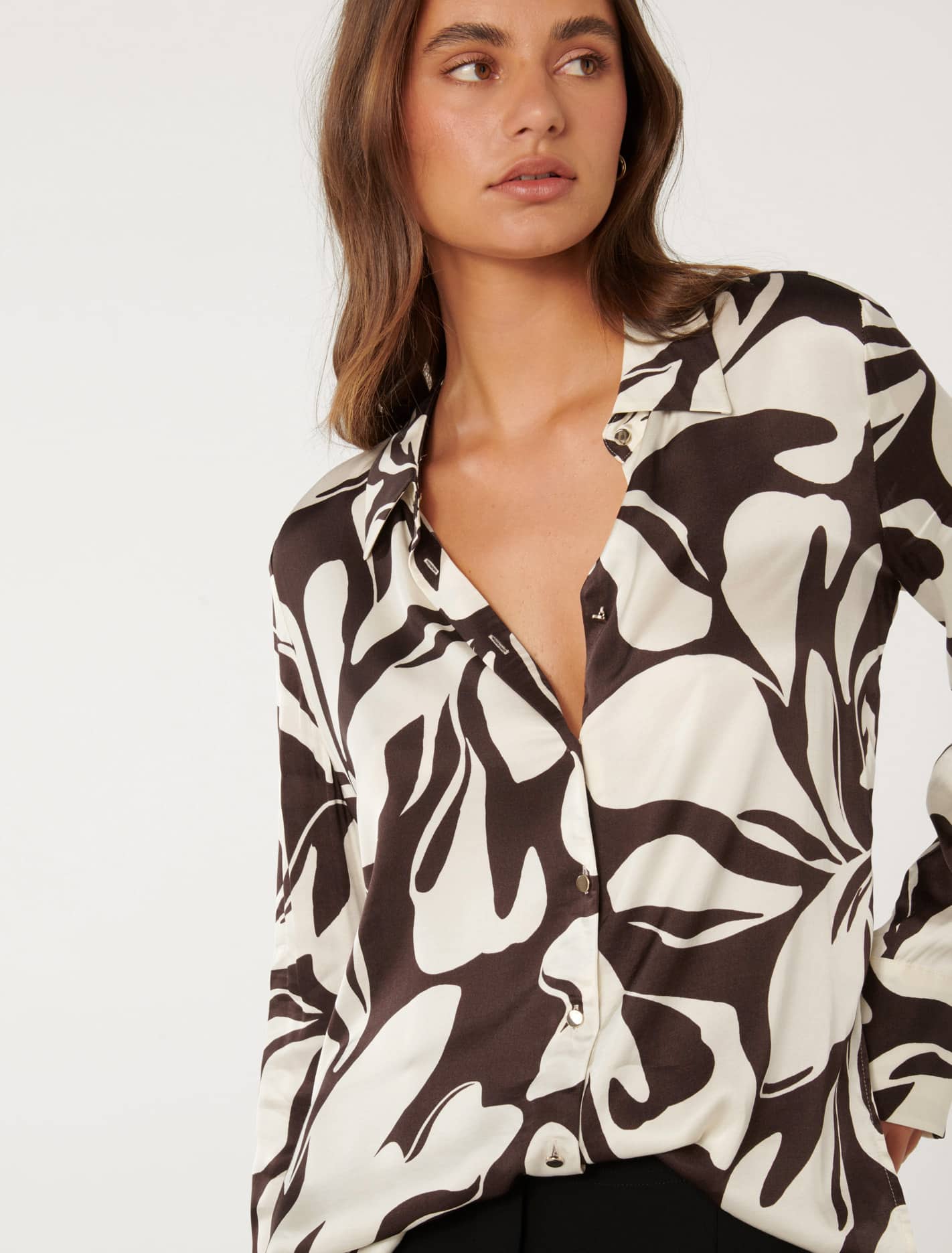 Lila Longline Printed Satin Shirt