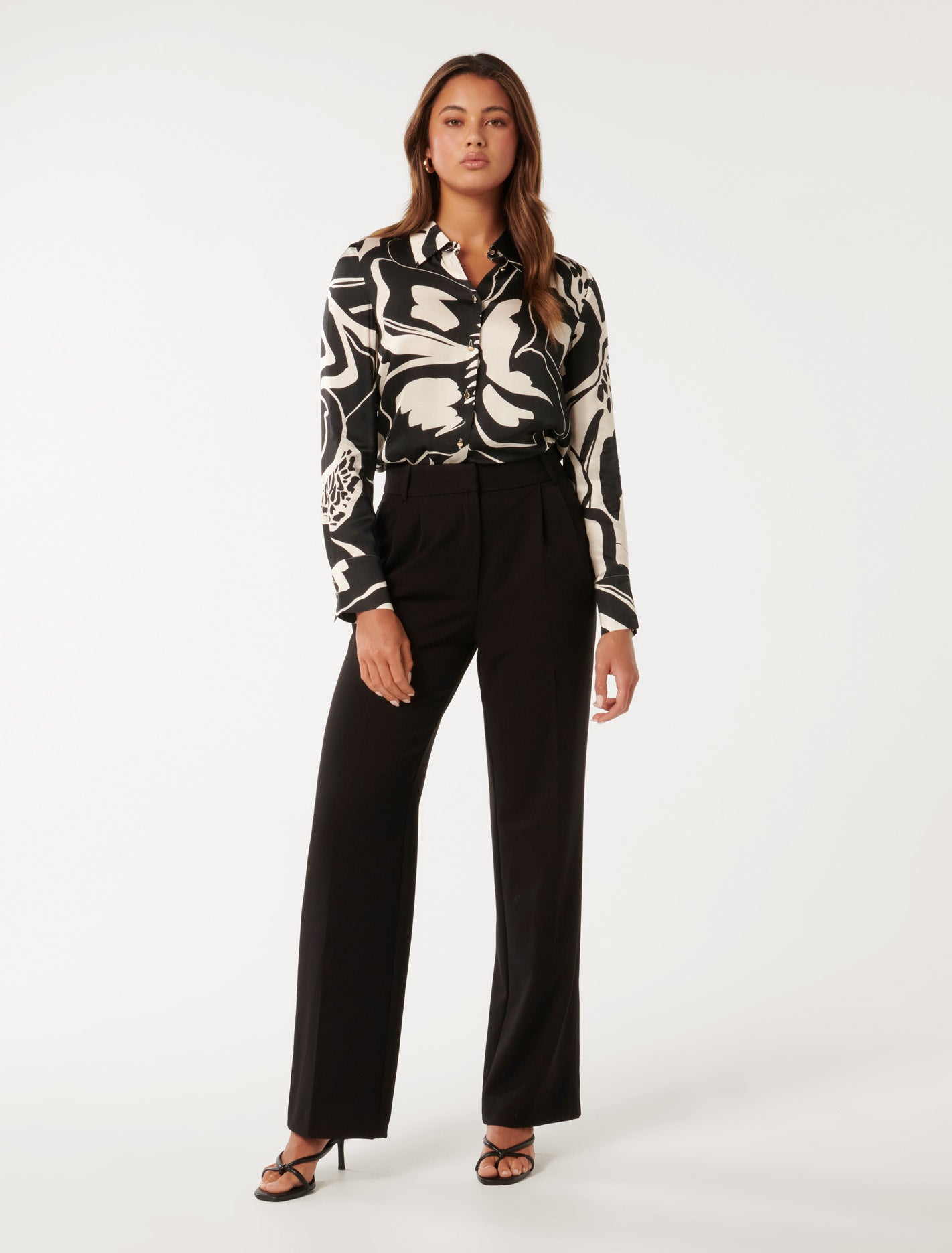 Lila Longline Printed Satin Shirt