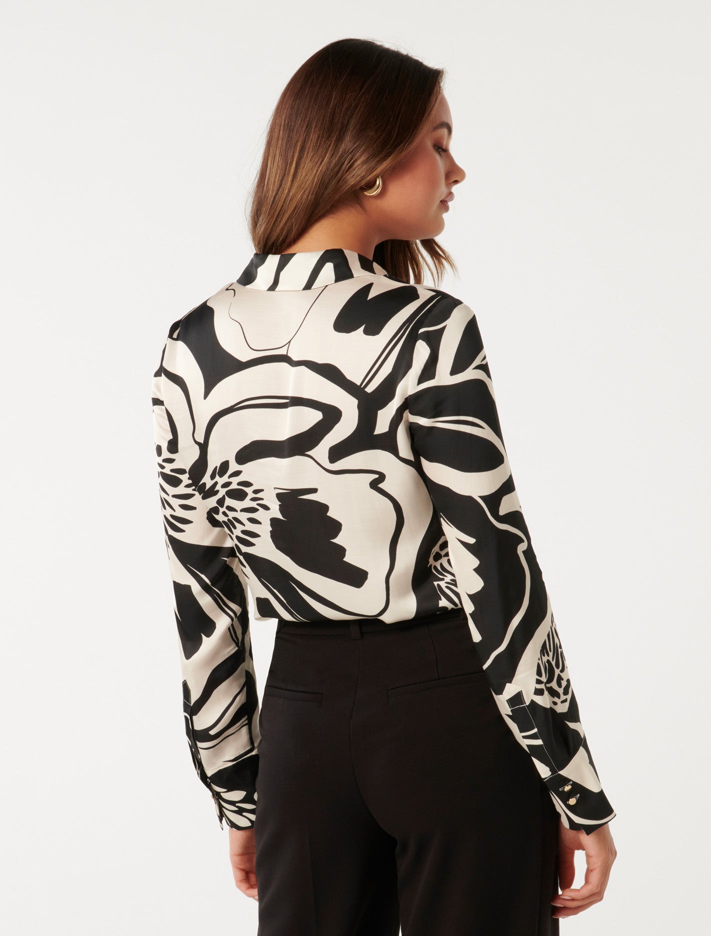 Lila Longline Printed Satin Shirt