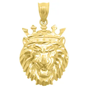 Lion Head Crown S DC 10K Yellow Gold Pendant