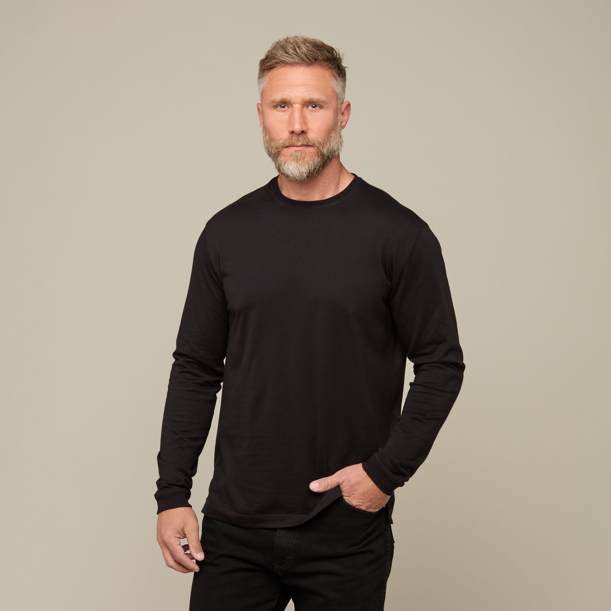 Long Sleeve Pima Cotton Tee :: Black