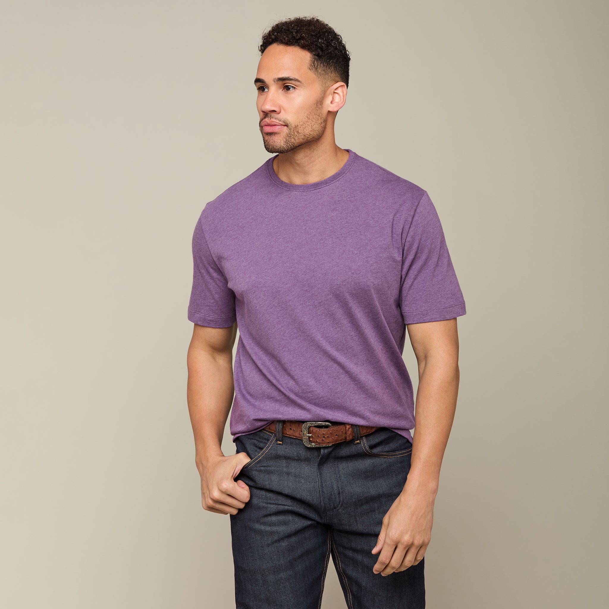 Lucchese Pima Cotton Tee :: Purple Melange