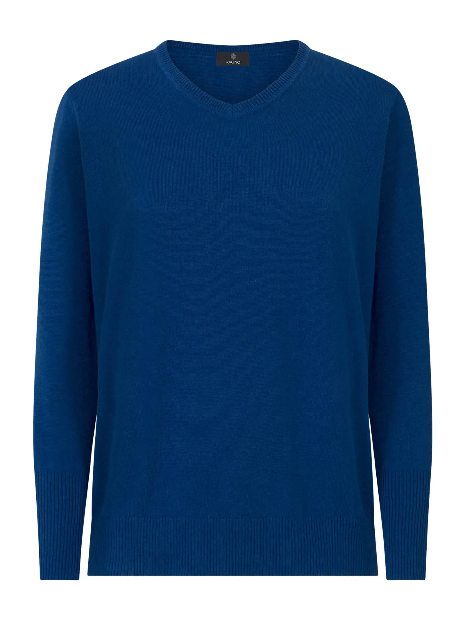 Maglia scollo a V in Pure Cotton - Dazzling Blue