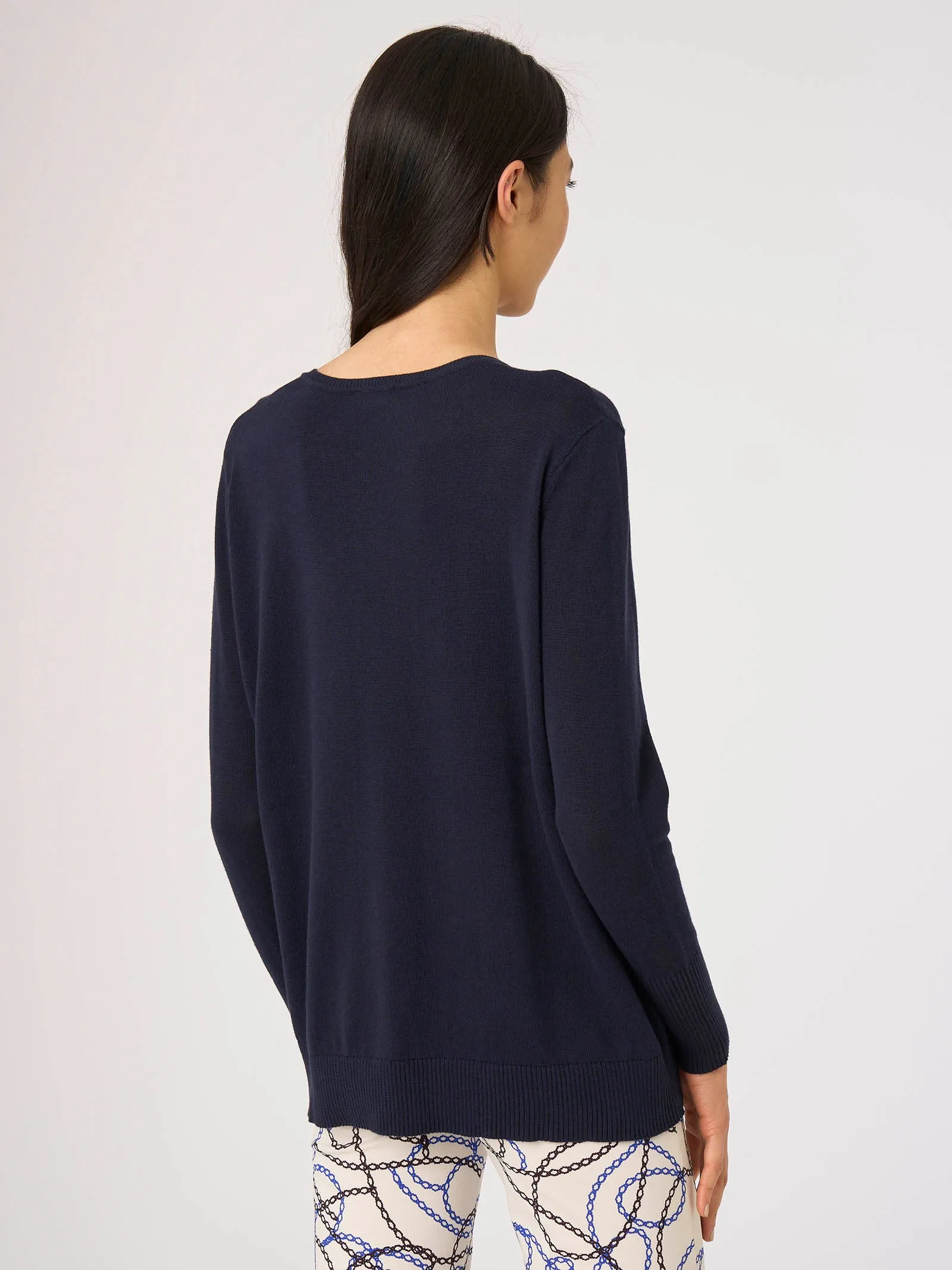 Maglia scollo a V in Pure Cotton - Dazzling Blue