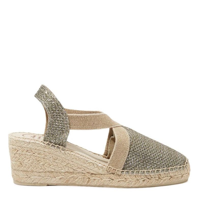 Metallic Cotton Blend Wedge Espadrille for Women - Triton