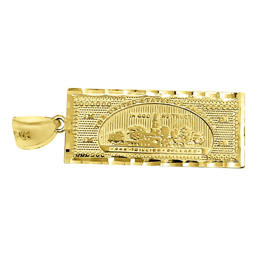 Million Dollar Bill DC 10K Yellow Gold Pendant