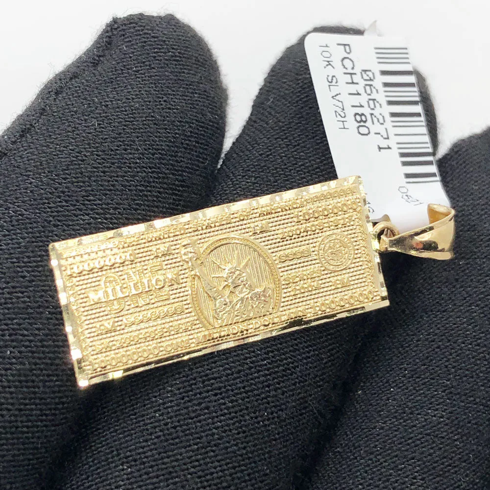 Million Dollar Bill DC 10K Yellow Gold Pendant