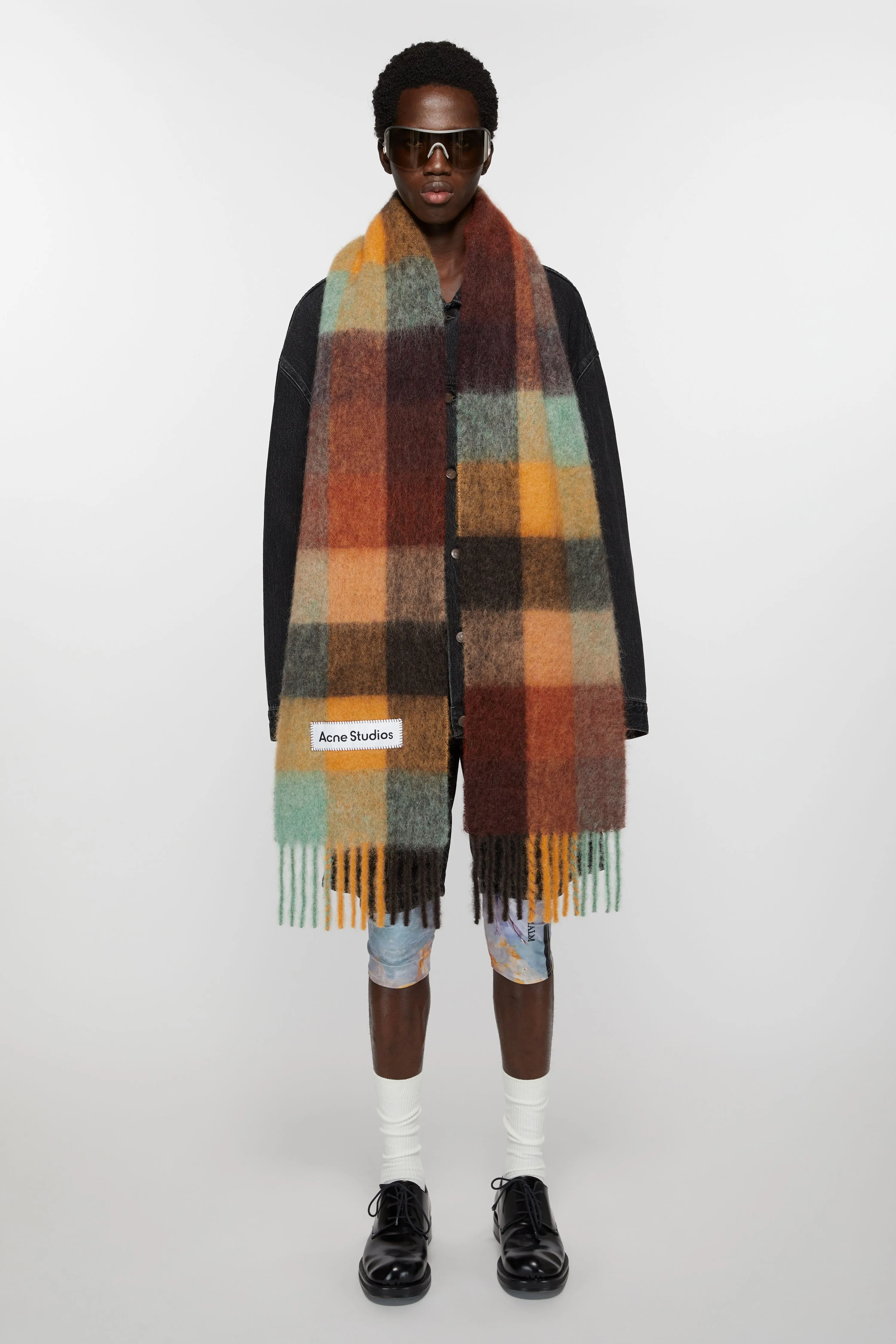 Mohair checked scarf