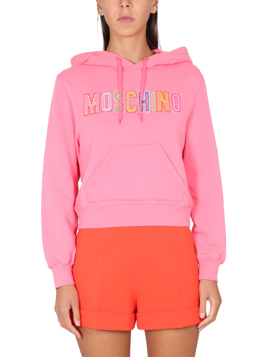 MOSCHINO    ORGANIC COTTON CROCHET LOGO SWEATSHIRT