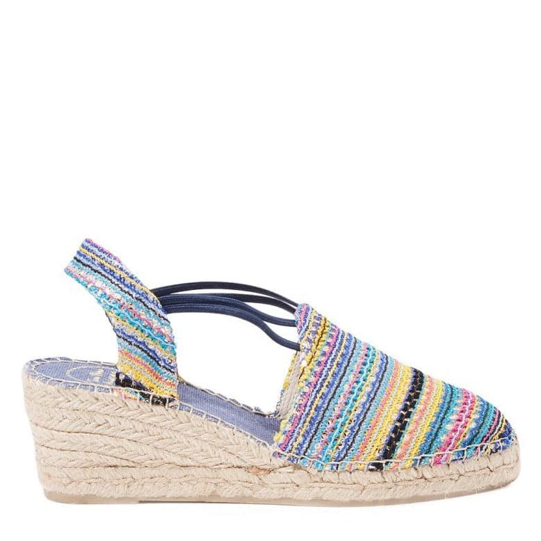 Multicolor Cotton Blend Wedge Espadrille for Women - Tania-RK