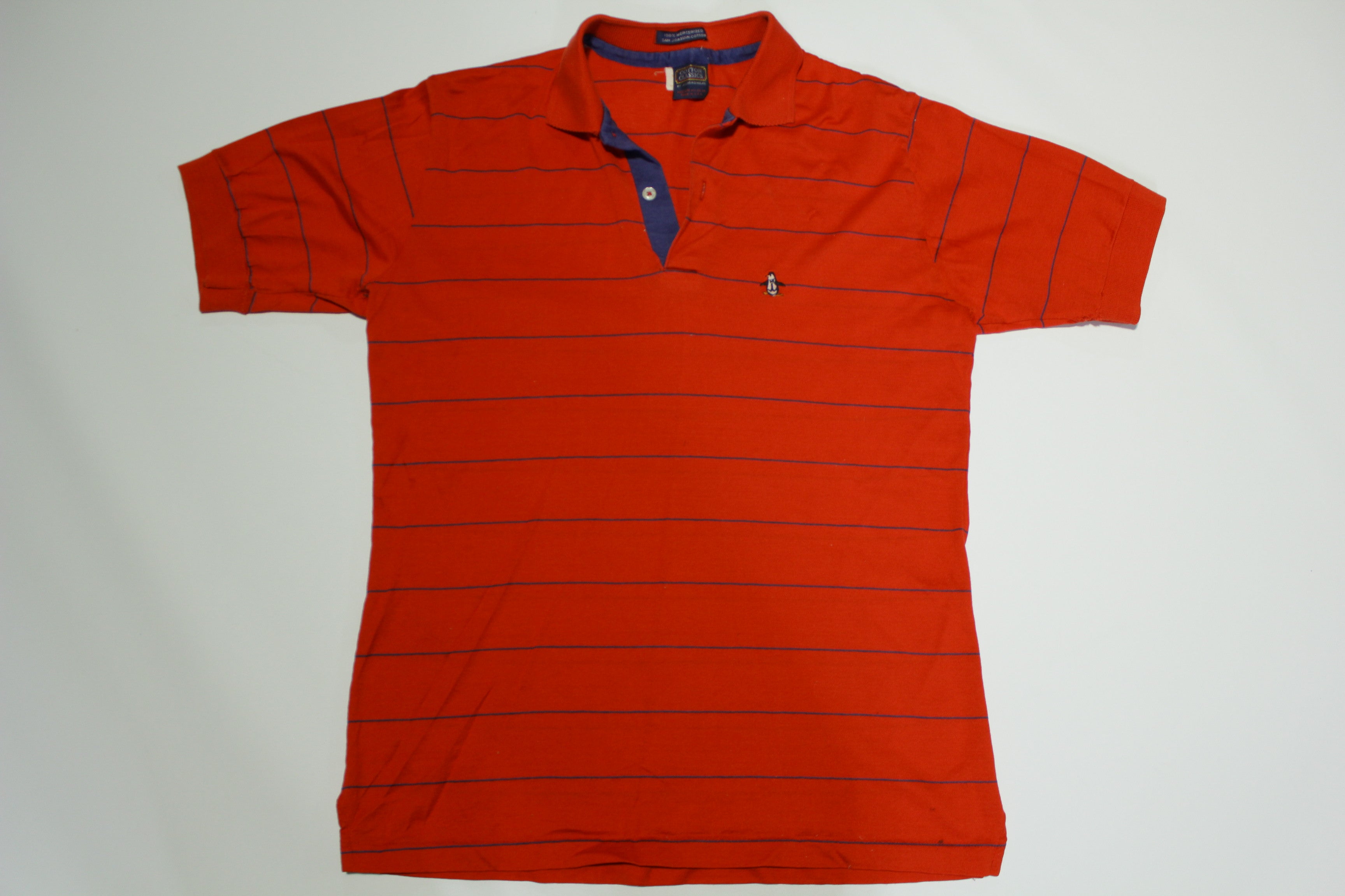 Munsingwear Penguin Made In USA Vintage 80's Striped Grand Slam Golf Polo Shirt