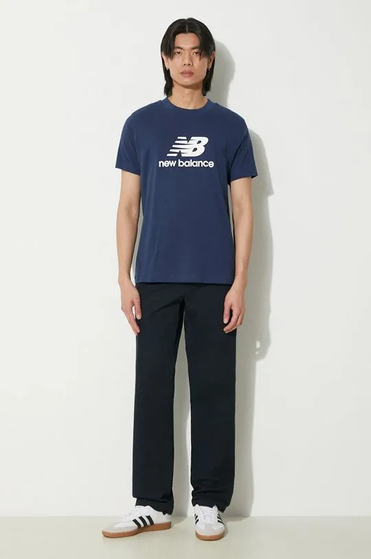 New Balance cotton t-shirt Sport Essentials men’s navy blue color with a print MT41502NNY