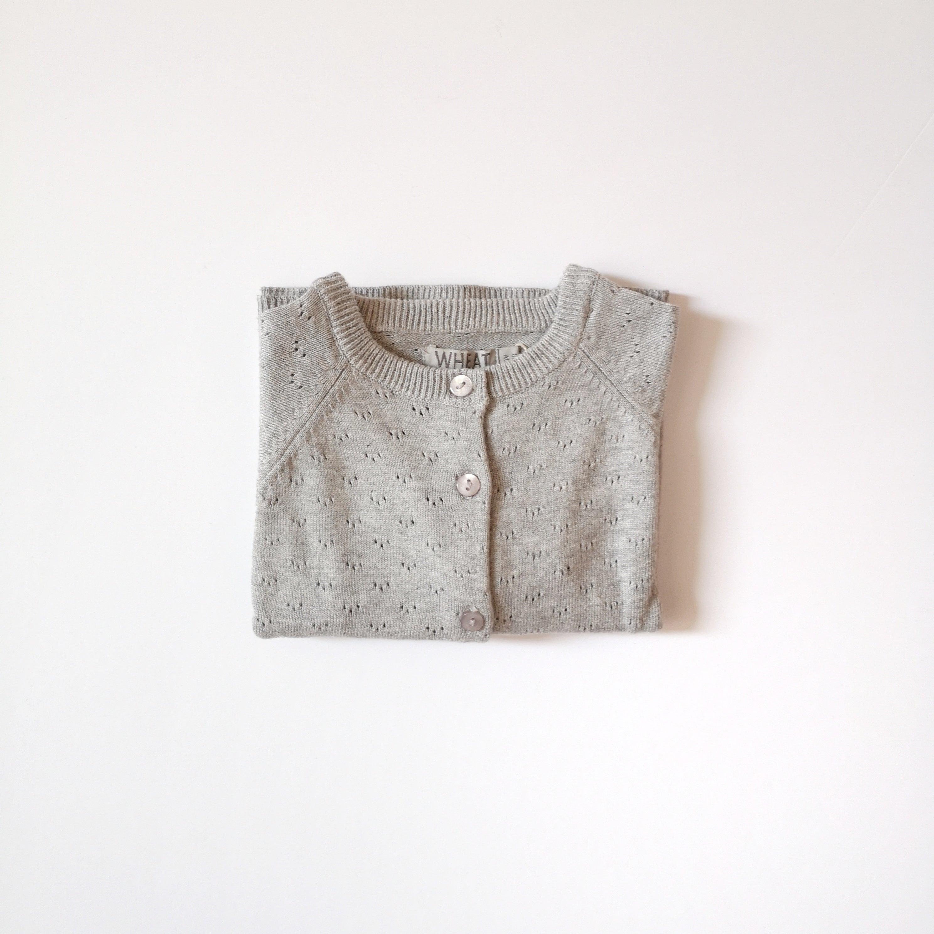 Organic cotton knit cardigan Maja-Light grey