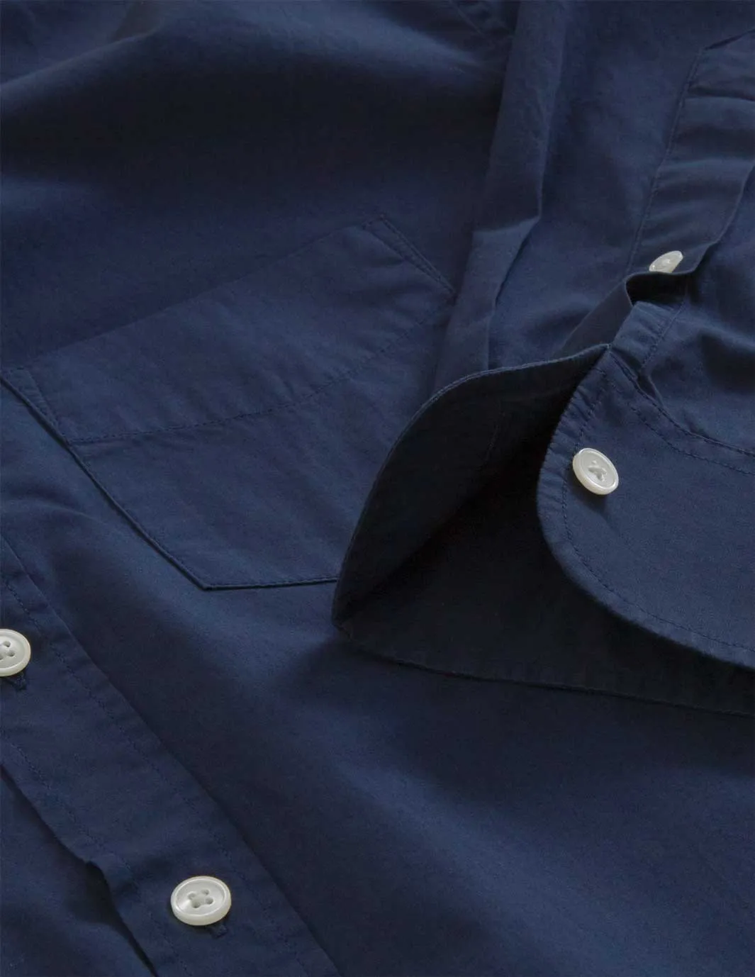 Organic Cotton Poplin Shirt-Navy