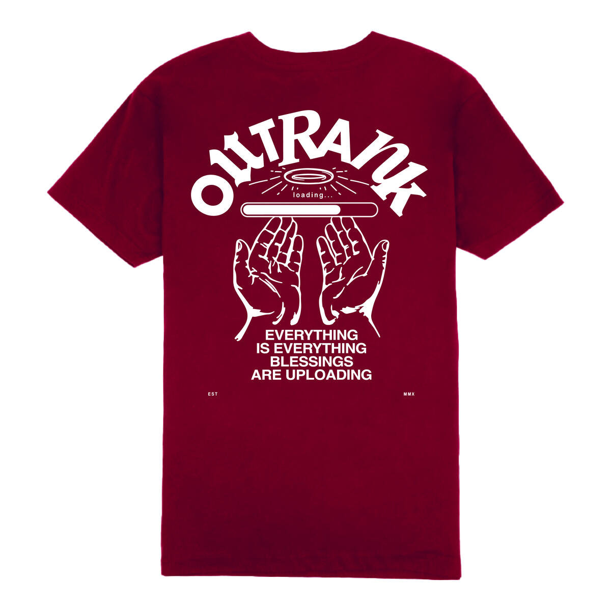 Outrank Blessings Are Uploading T-shirt (Cardinal)