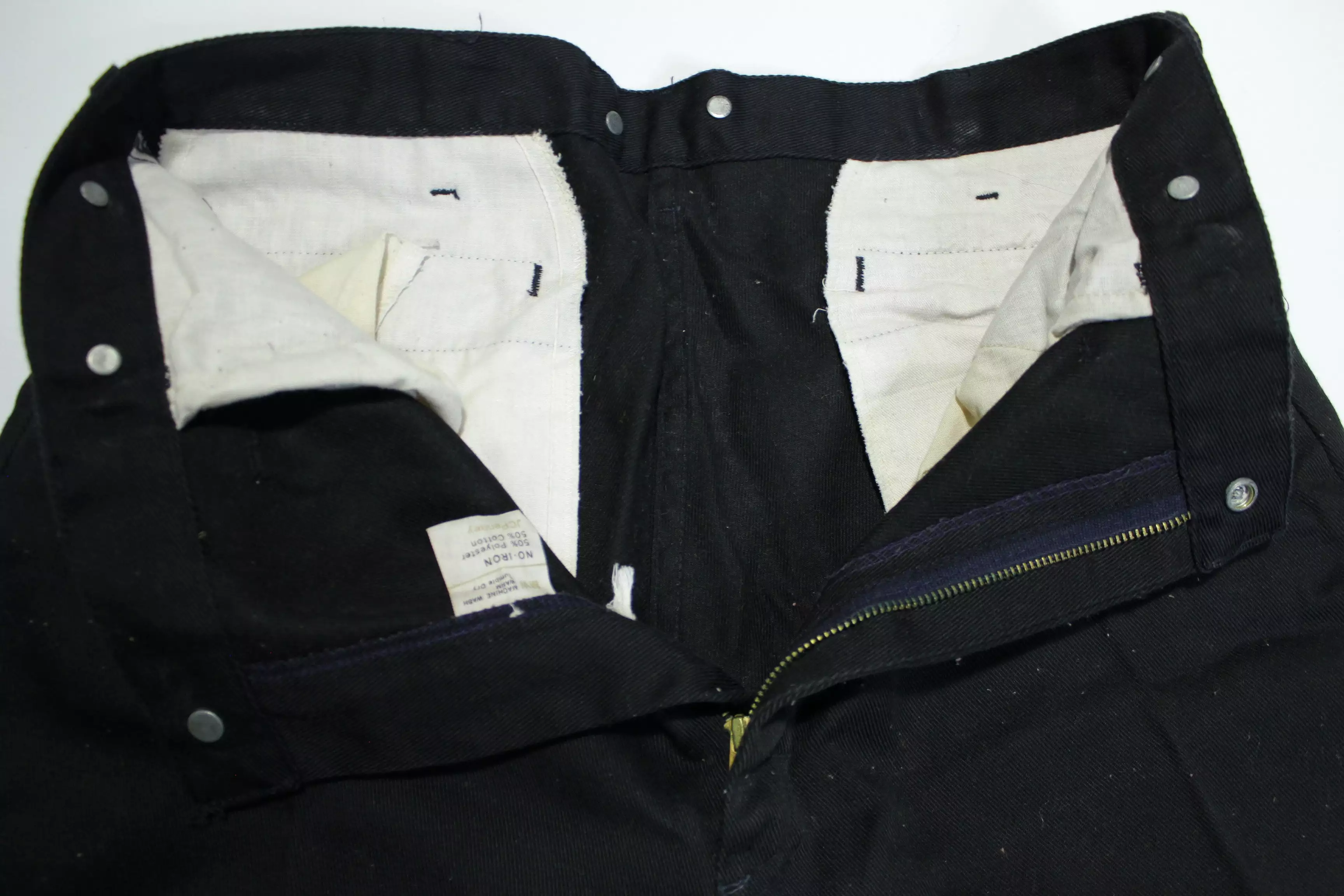 Penneys Big Mac MW Vintage 70's Black Chino Suspender Pants