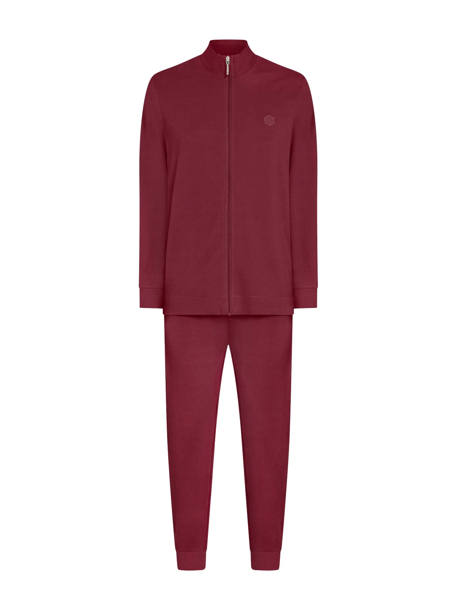 Pigiama a tuta in Eco Cotton Piquet Stretch - Tibetan Red