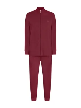 Pigiama a tuta in Eco Cotton Piquet Stretch - Tibetan Red