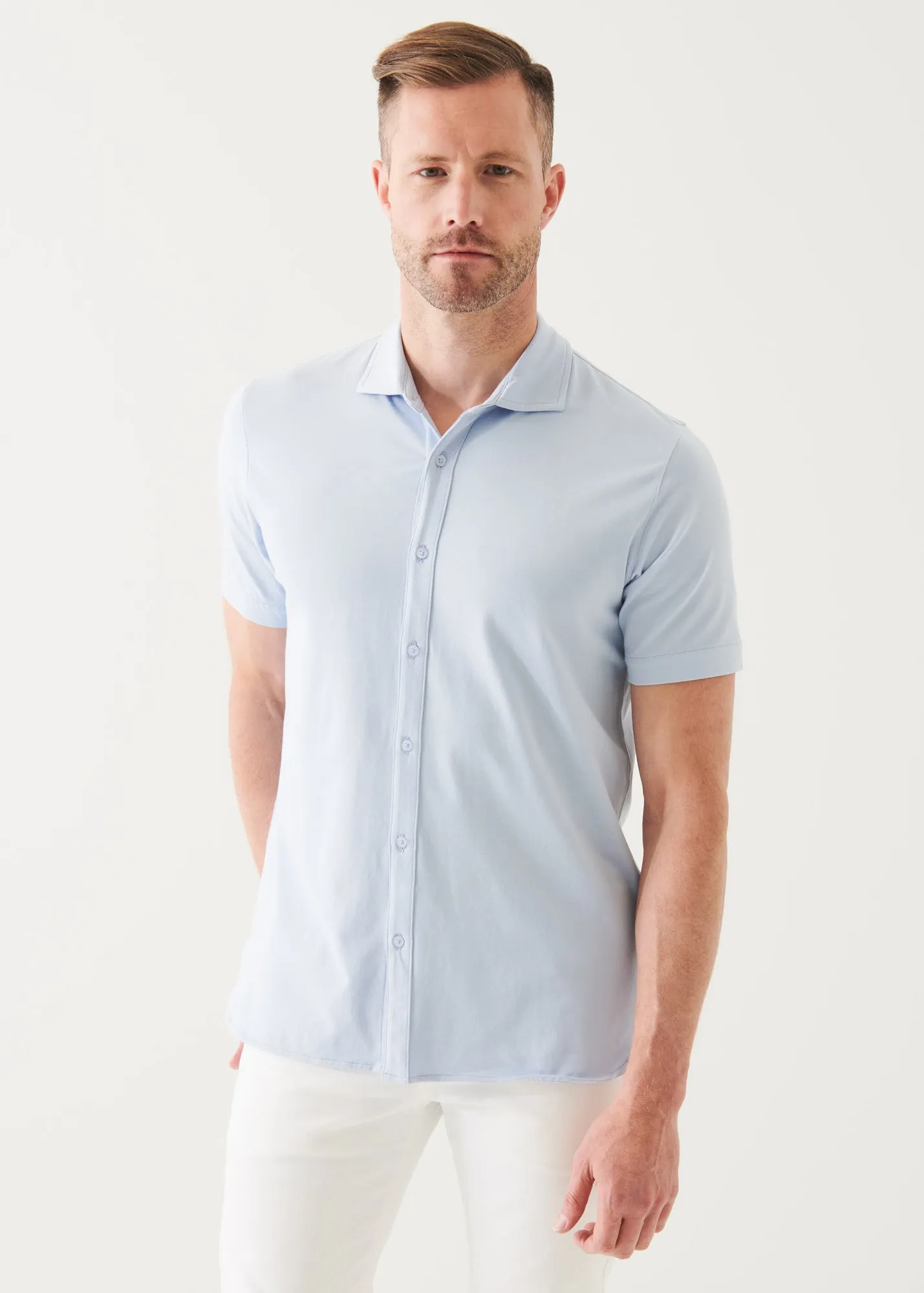 PIMA COTTON STRETCH BUTTON FRONT SHIRT