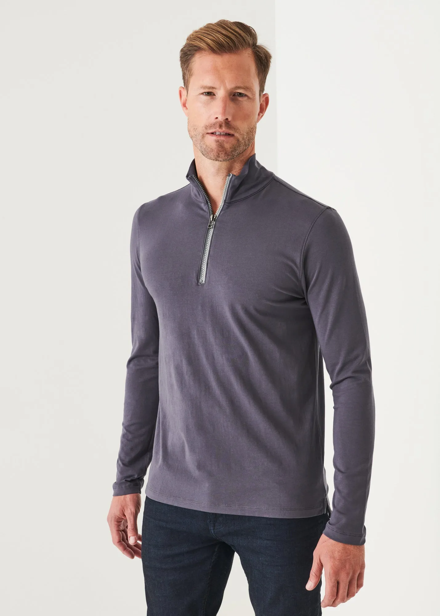 PIMA COTTON STRETCH ZIP MOCK