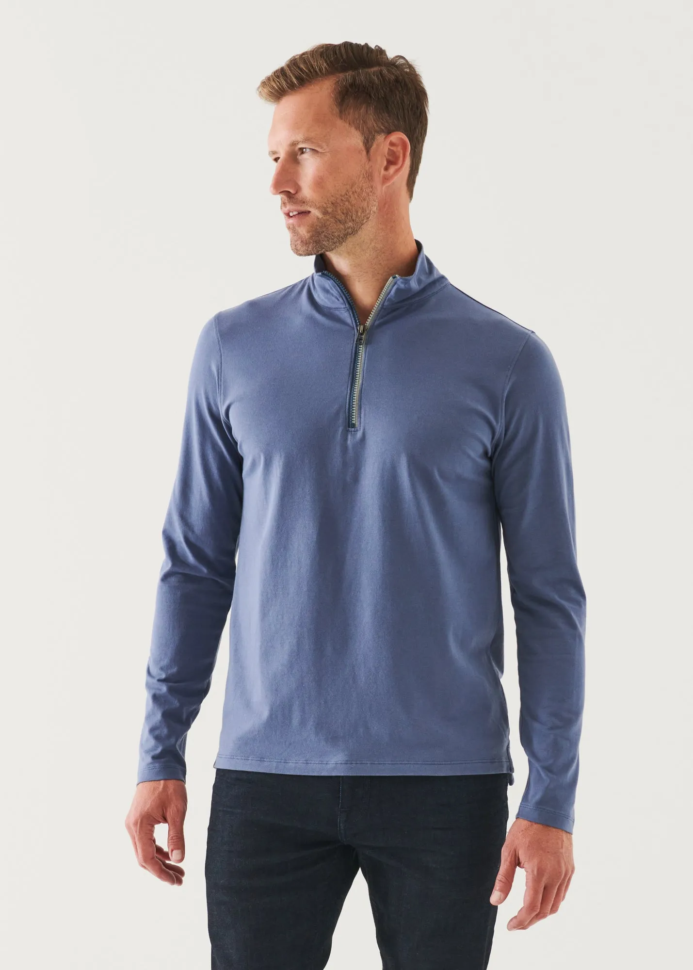 PIMA COTTON STRETCH ZIP MOCK