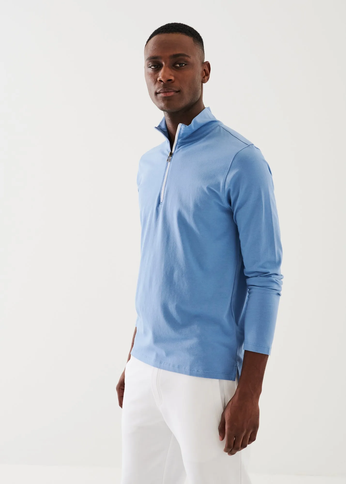 PIMA COTTON STRETCH ZIP MOCK