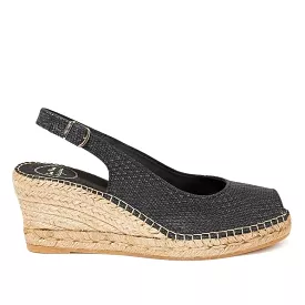 Plain Leather Wedge Espadrille for Women - Creta-AL