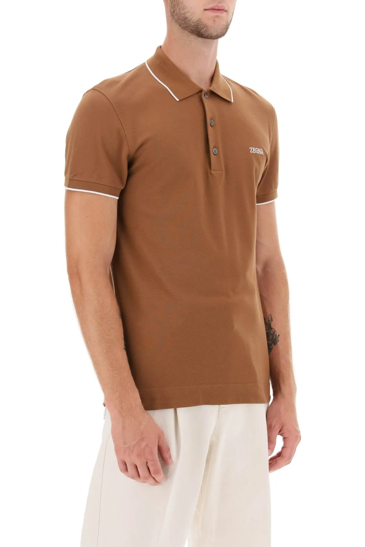 Polo Shirt In Stretch Cotton Piquet