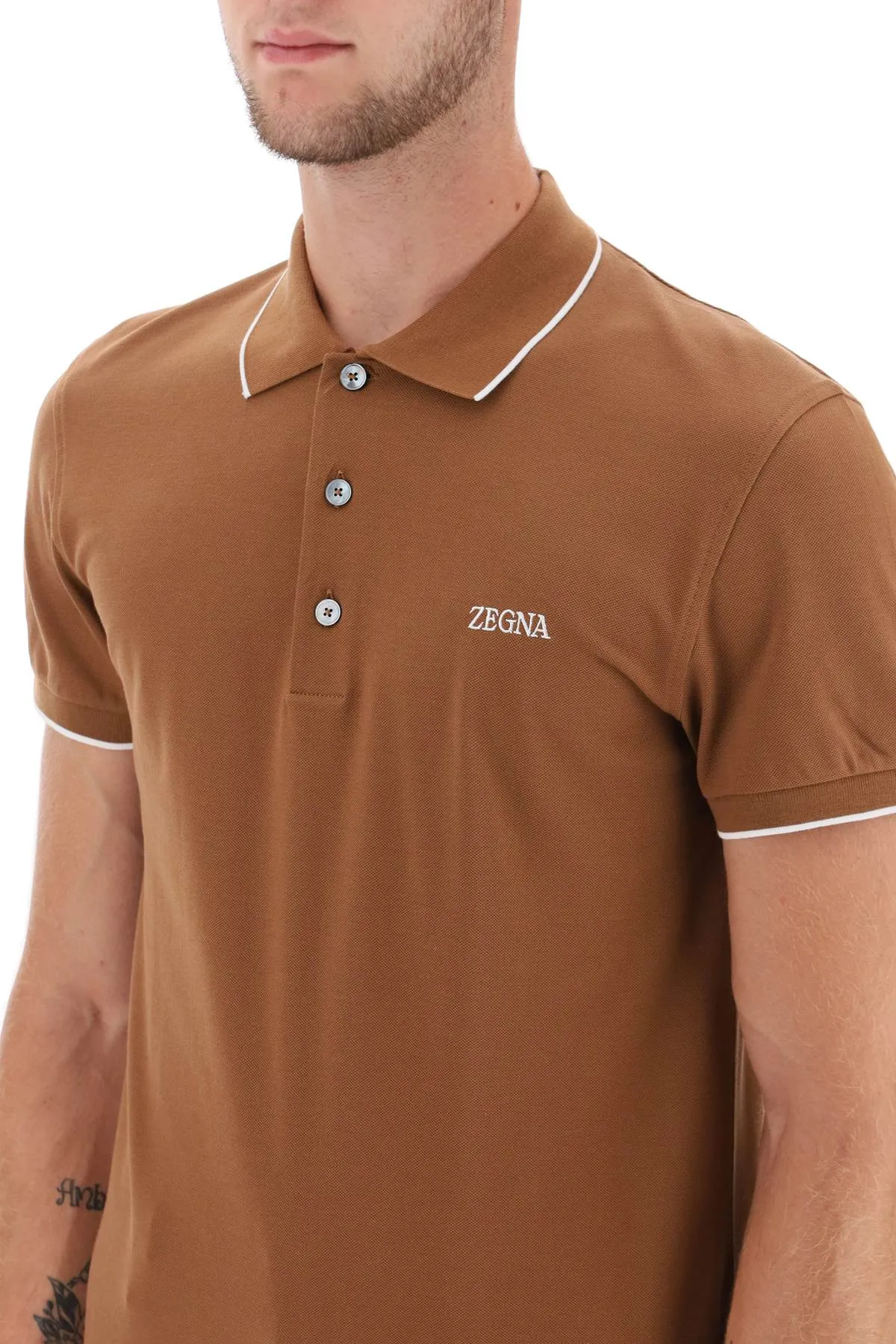 Polo Shirt In Stretch Cotton Piquet