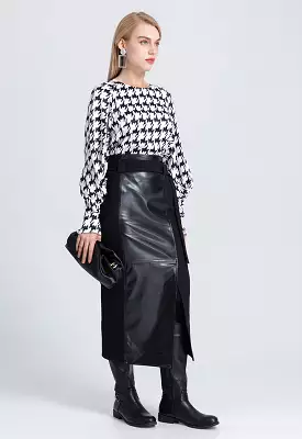 Print Houndstooth Blouse