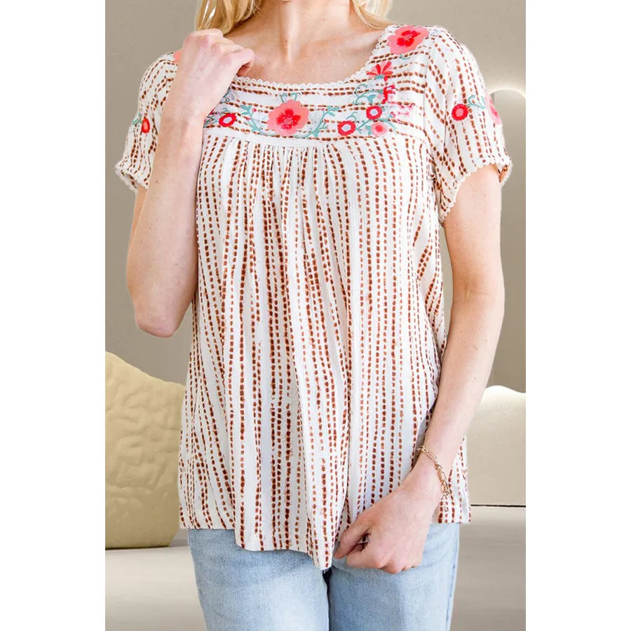 Printed Short Sleeve Blouse