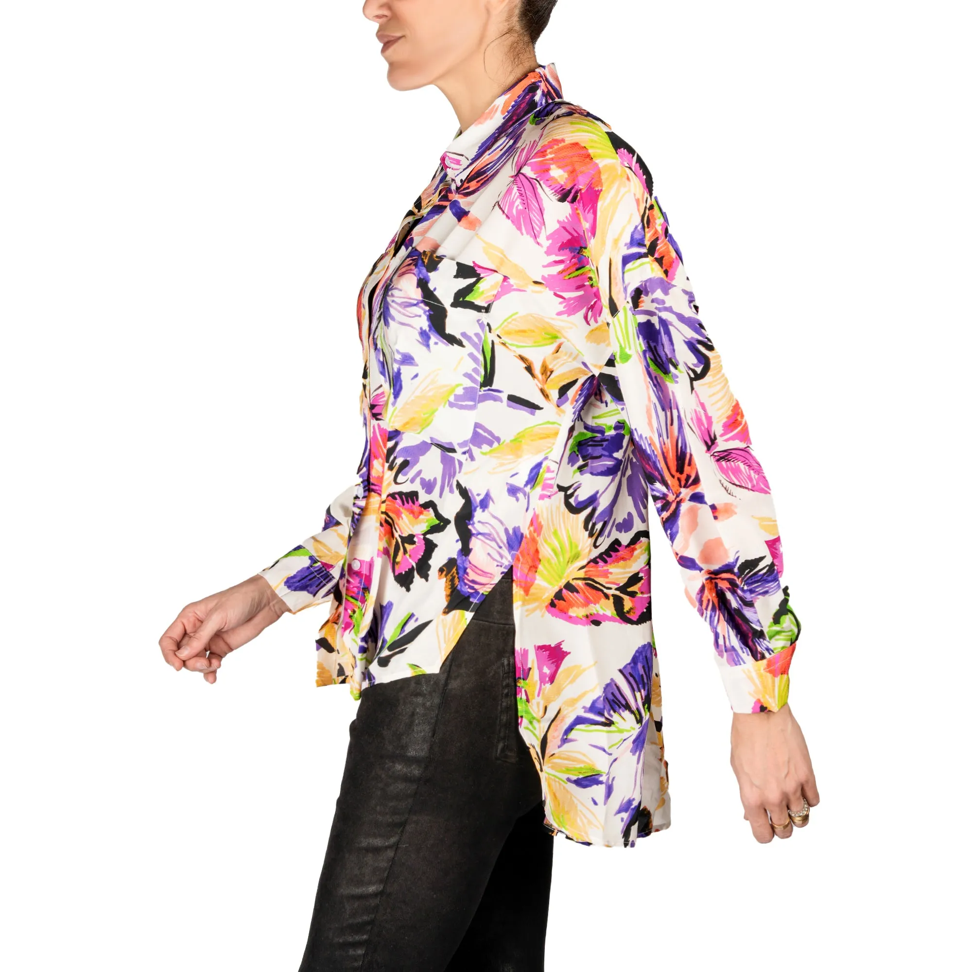 Printed Silk Shirt Purple