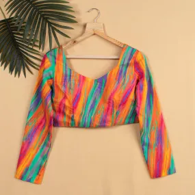 Rainbow Printed Viscose Chanderi Blouse