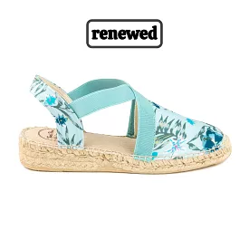 Renewed Floral Cotton Blend Wedge Espadrille for Women - Evian-G