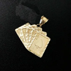 Royal Flush Medium DC 10K Yellow Gold Pendant