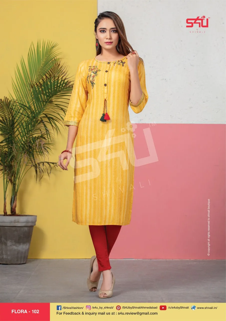 S4U Shivali Flora Casual Cotton Printed Daily Wear Kurti Collections