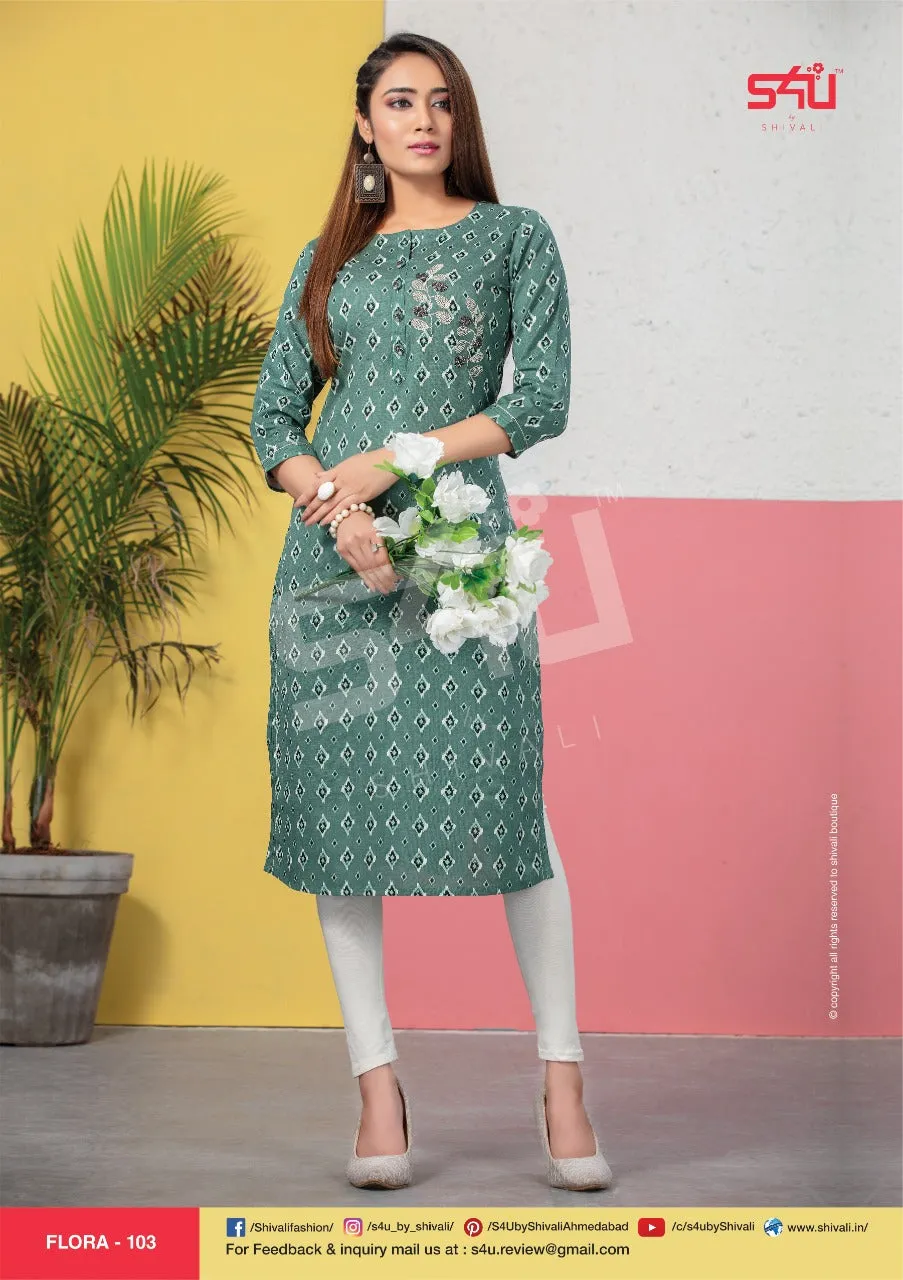 S4U Shivali Flora Casual Cotton Printed Daily Wear Kurti Collections