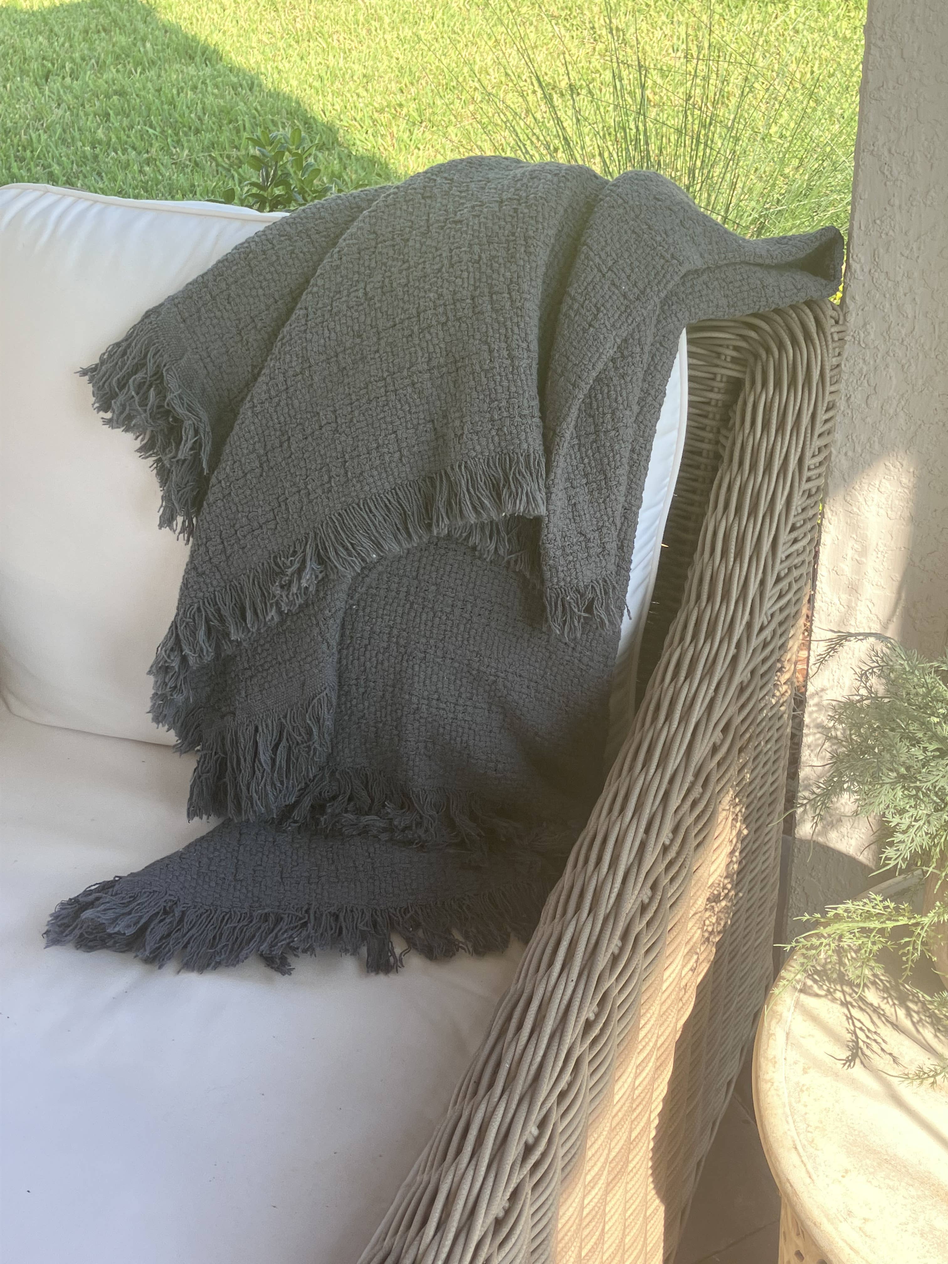 Sale: 100% Cotton Throw Blankets – 50″ x 60″: Gray Made in USA